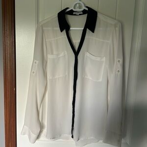 Express white and black blouse